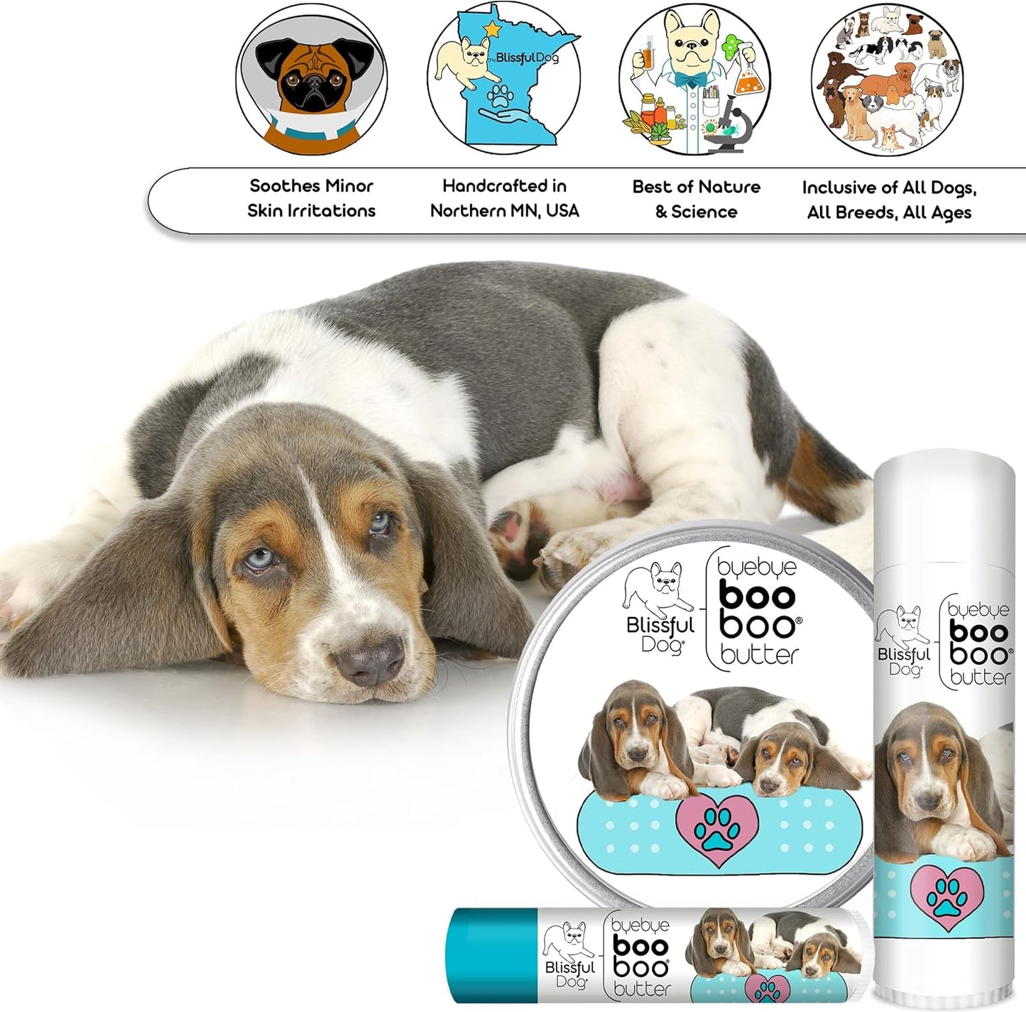 The Blissful Dog .50 oz Tube Basset Hound Booboo Butter