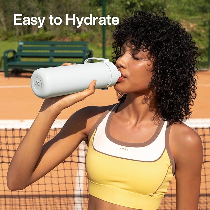 Insulated Water Bottle with Straw Stainless Steel Water Bottle, Leak-Proof, BPA-Free, Double Wall Vacuum Keeps Cold for 24 Hours for Sports, Travel, School (18 oz, Polar White)