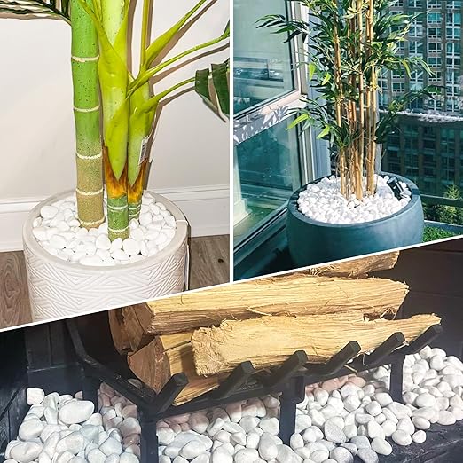 8LB 1"-2" White River Rocks for Plants, Polished Pebbles for Garden Landscaping, Planters, Aquariums, Vase Fillers – Indoor & Outdoor Decor