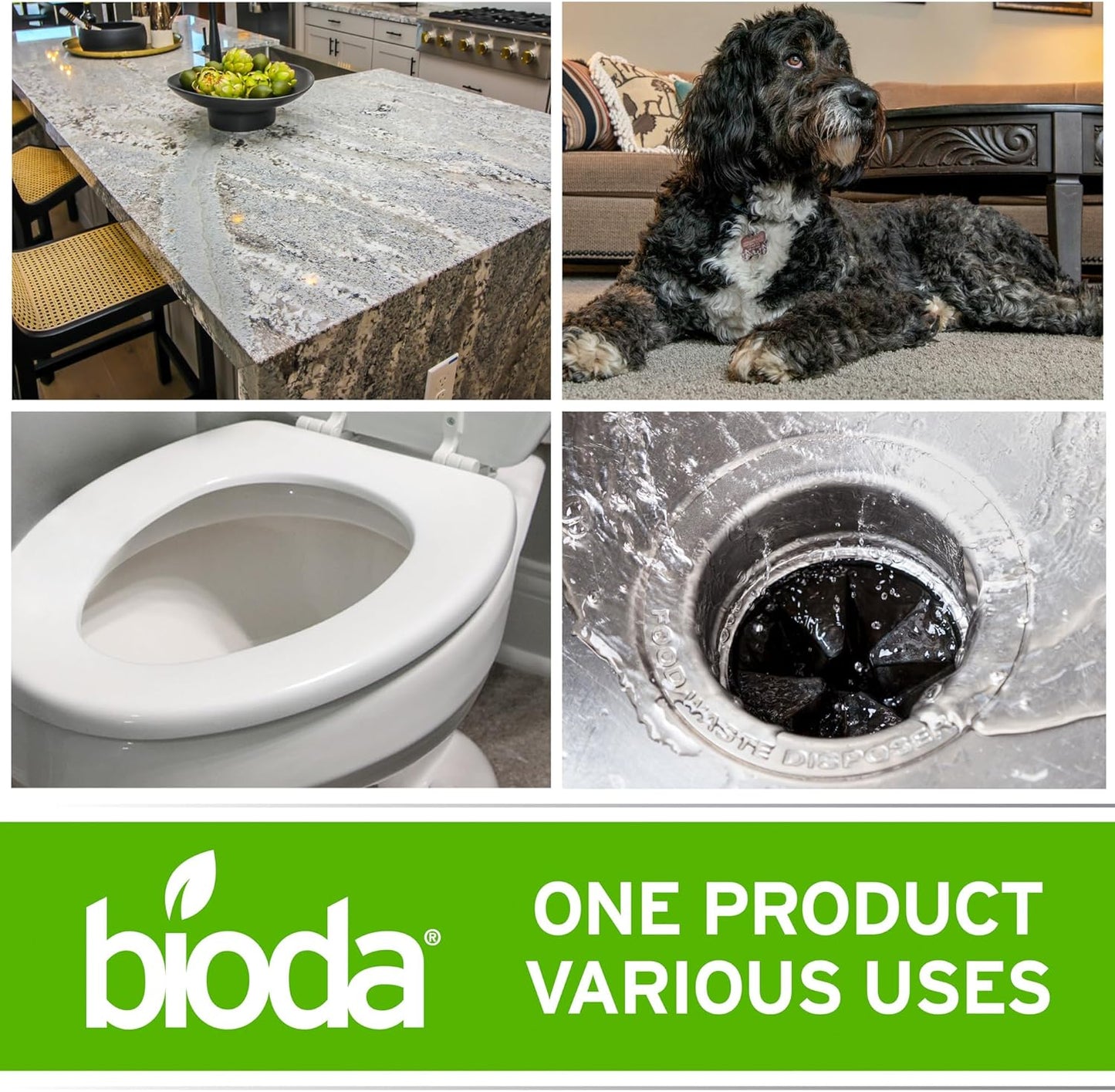 Bioda Multi-Purpose Probiotic Enzyme Cleaner and Deodorizer | Professional Strength | Trash Can Deodorizer, Pet Stains and Odors, Drains, Floors, Bathrooms, Toilets | Made in USA | 1 Gallon