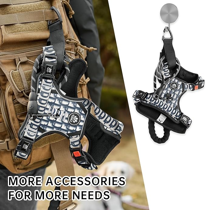 NESTROAD No Pull Dog Harness,Adjustable Oxford Dog Vest Harness with Leash,Reflective No-Choke Pet Harness with Easy Control Soft Handle for Small Dogs(Small,Vintage Blue)