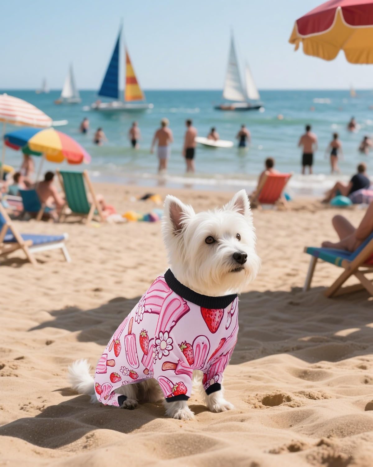 PET SHOW 4 Pack Small Dog Pajamas Girl Doggies Soft Stretchy PJs Paw Floral Jumpsuit Puppy Cats Doughnut Ice Cream Onesies Outfits with Sleeve Pets Breathable Summer Clothes Costume M