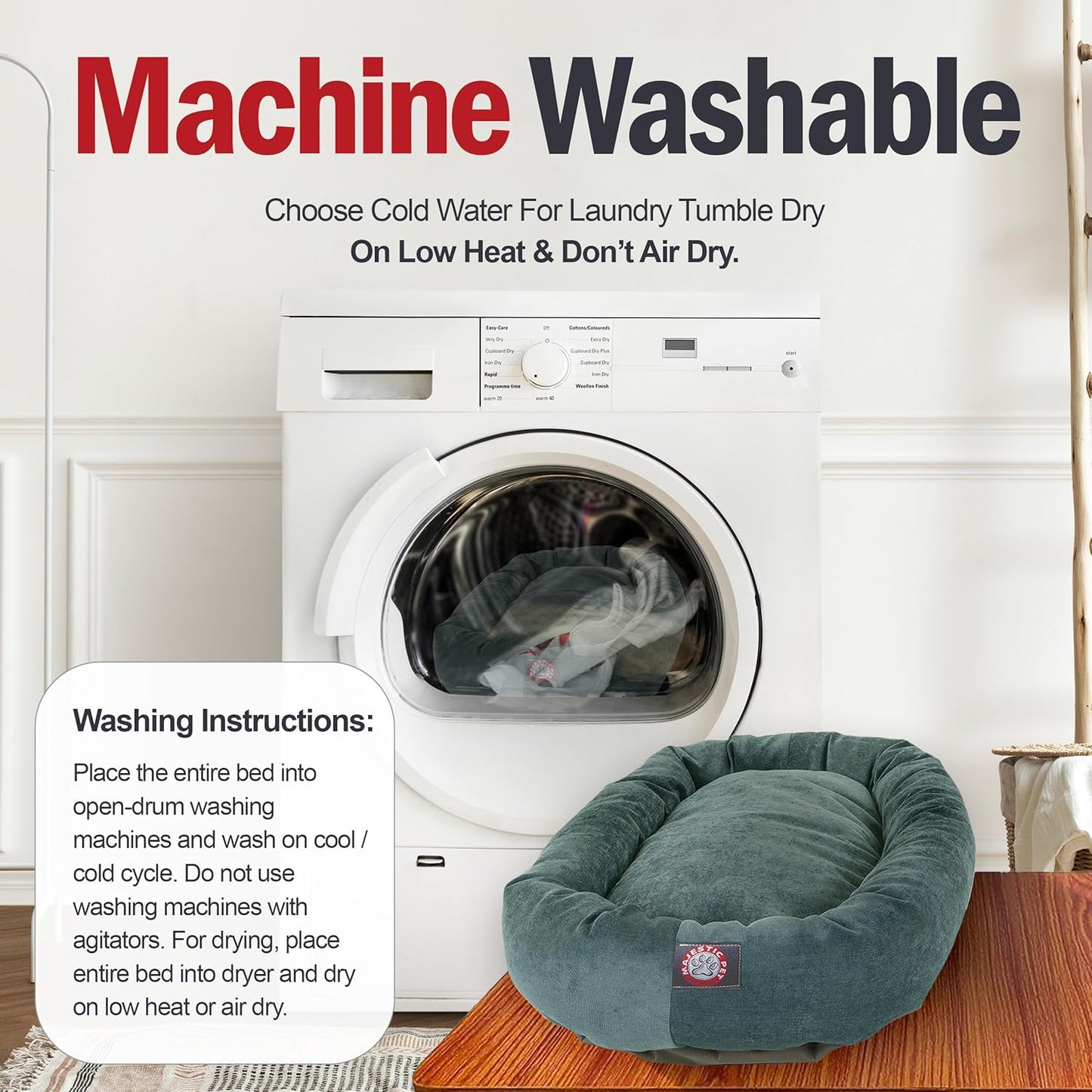 Majestic Pet 24 Inch Micro Velvet Calming Dog Bed Washable 24x19x7 (inch) – Cozy Soft Round Donut Dog Bed with Spine for Head Support - Pet Bed Small – Azure (2025)