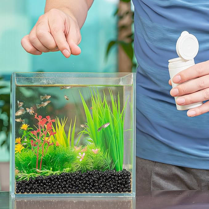 Keedolla 15 Oz Aquarium Fish Tank Gravel Rocks Glass Pebbles Gemstones, Black Glass Stones Vase Filler for Fountain Succulent Plant Decorative Rock Pebble Stone