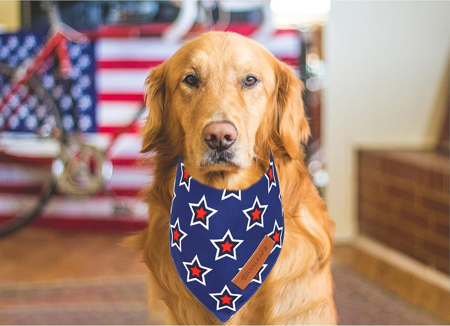 Realeaf American Flag Dog Bandanas 2 Pack, Triangle Reversible 4th of July Pet Scarf for Boy and Girl, Premium Durable Fabric, Patriotic Bandana for Small Medium Large and Extra Large Dogs (Small)