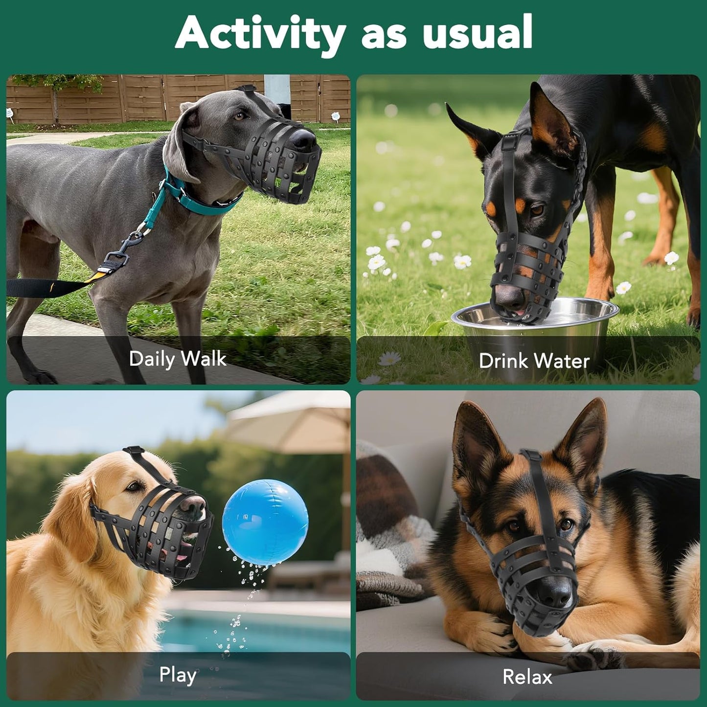 Mayerzon Dog Muzzle for Medium Large Dogs, Humane Basket Muzzle, Soft & Lightweight & Adjustable | Anti Biting Chewing Eating, Suits Training Walks Grooming Vet Visits, Drink & Pant Easily (Black, L)