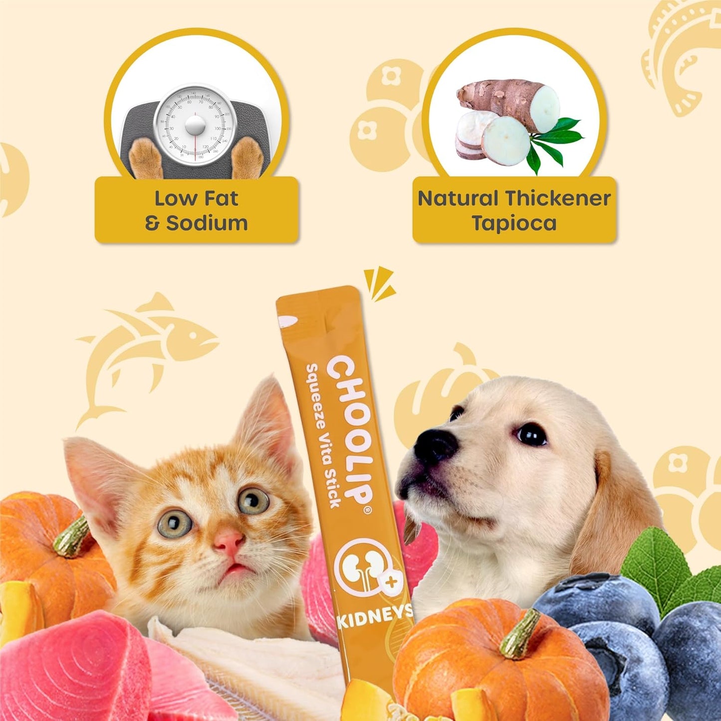 Grab & Go Squeeze Vita Stick Lickable Treats for Dogs & Cats. 49 Kidney Support Sticks with Essential multivitamins. Soft and Tasty Paste for All Life Stages, Supporting Kidney Health
