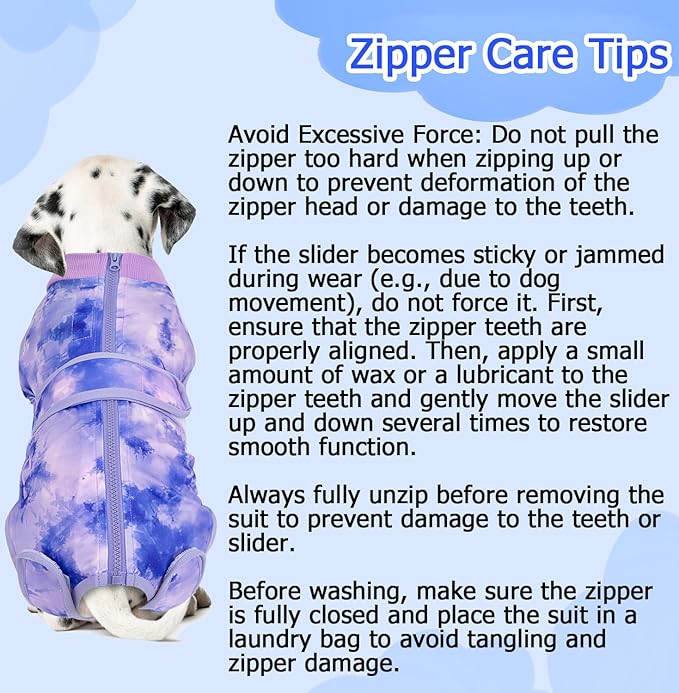 Lukovee Recovery Suit for Dogs, Zipper On Recovery Suit for Female Male Dog, Onesie Abdominal Wounds Cone E-Collar Alternative Prevent Licking Spay Recovery Suit (Small, Purple Tie-dye)