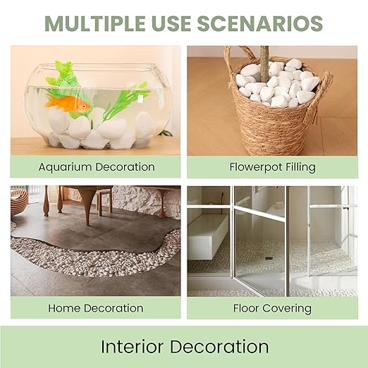 SIDONG 5 lbs White River Rocks, 1.2-2 Inches Pebbles for Indoor Plants, Aquarium Rocks Used in Fish Tank, Decorative Stones for Plants, Vases, Home DΓ©cor, Crafting, Garden Landscaping