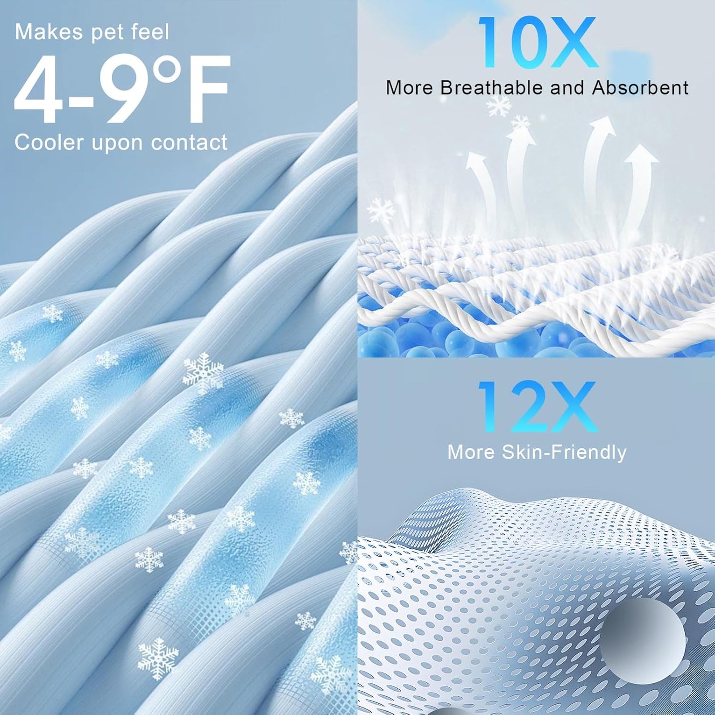 BEAUTYZOO Upgraded Dog Self Cooling Mat Ice Silk Chill Pads for Small Medium Large Dogs Q-MAX>0.43- Summer Reusable Pet Training Pad - Absorbent Non-Slip Cool Mat for Kennels, Crates, Beds, 16" x 20"