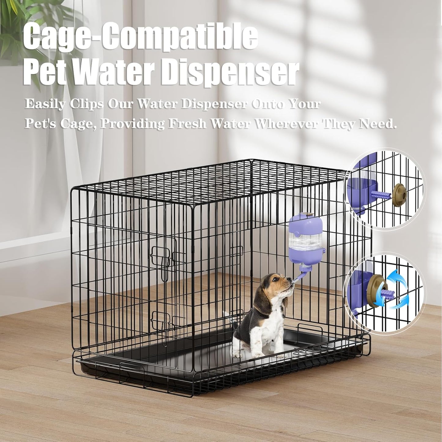 Dog Bowls with Puppy Weaning Bottles,3 in 1 Bowl Set with Water Dispenser and 2 Food Grade Stainless Steel Dog Bowls,15°Tilted Cat Food and Water Bowl Set for Cats,Bunnies,Ferrets