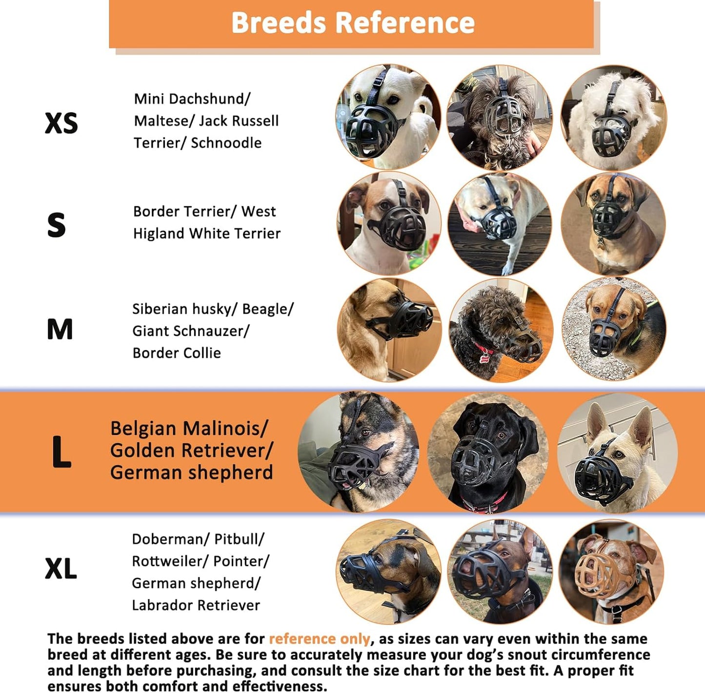 BARKLESS Dog Muzzle, Basket Muzzle for Biting, Chewing and Scavenging, Humane Cage Mouth Cover, Perfect for Grooming and Training Large Aggressive Reactive Dogs (L, Black)