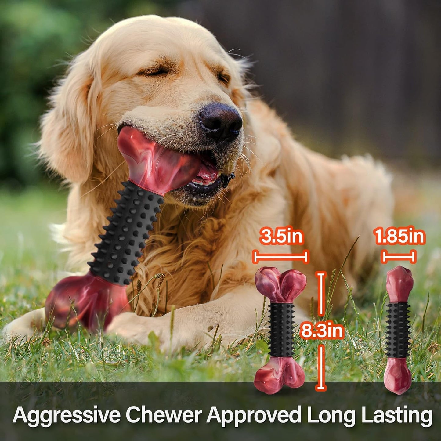 Apasiri Dog Toys for Aggressive Chewers with Bacon Flavor: 8" Indestructible Chew Bones for Large Breeds, Tough Nylon & Rubber Dog Toys Keep Them Busy, Interactive Play - 2-Pack