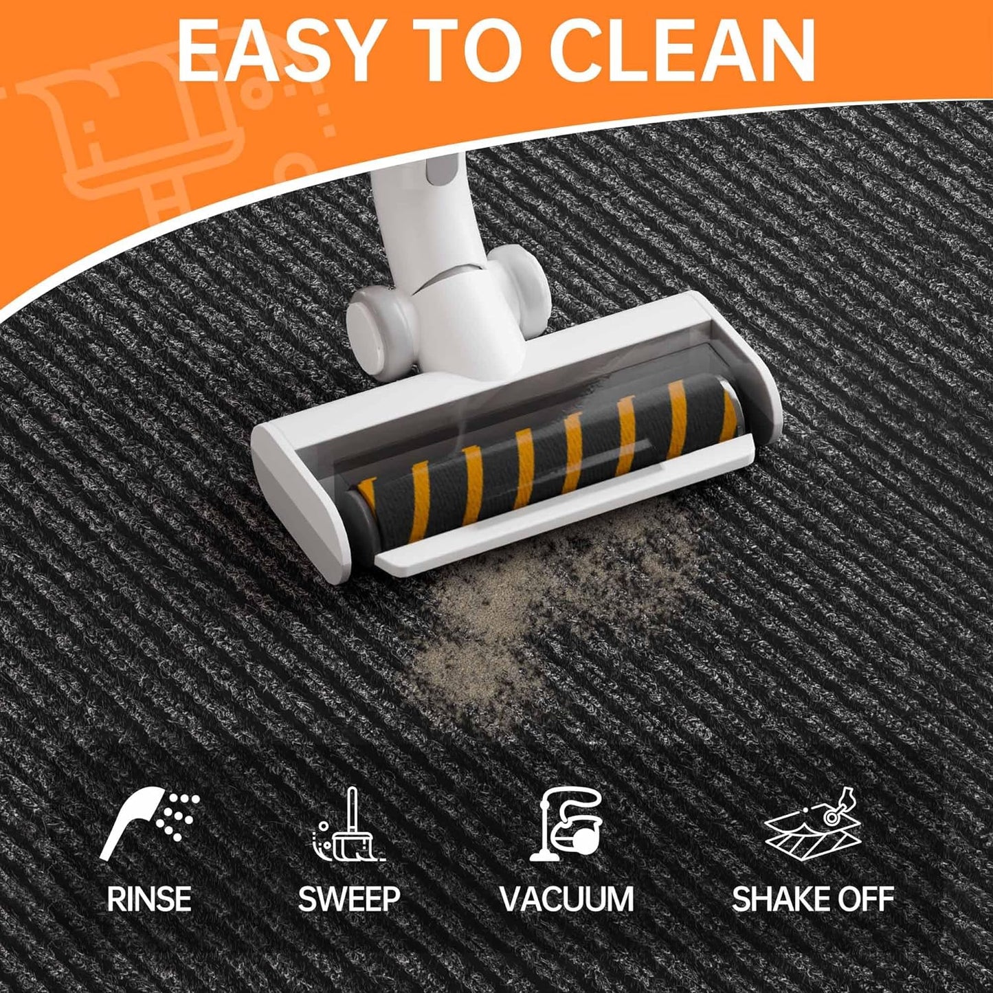 Front Door Mat, 4'x8' Indoor Outdoor Door Mat, Commercial Industrial Entrance Doormat, Heavy Duty Welcome Mat, Rubber Backing Non Slip Doormat for Entryway