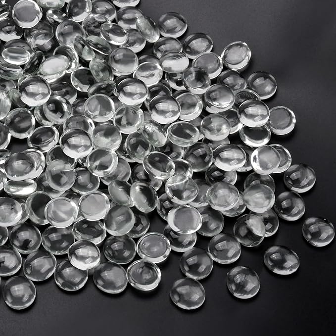 10LB Clear Flat Glass Marbles for Vases, Gemstone Beads Vase Filler Decorative Glass Pebbles for Fish Tank, DIY Crafts, Aquarium Decor Rocks