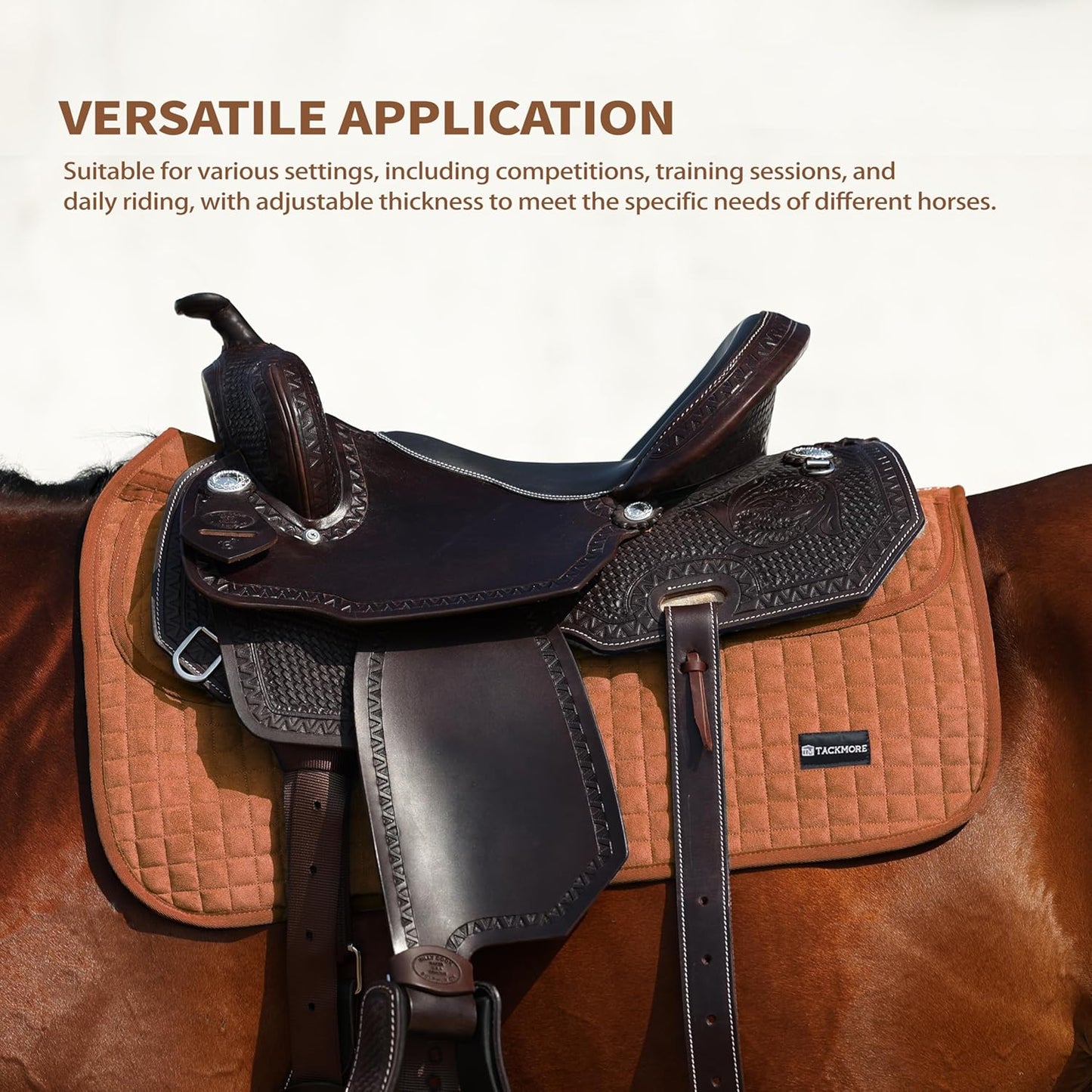 Tackmore Western Saddle Pad Adjustable with Side Pockets and Foam Inserts Shock-Absorbing Riding Pad