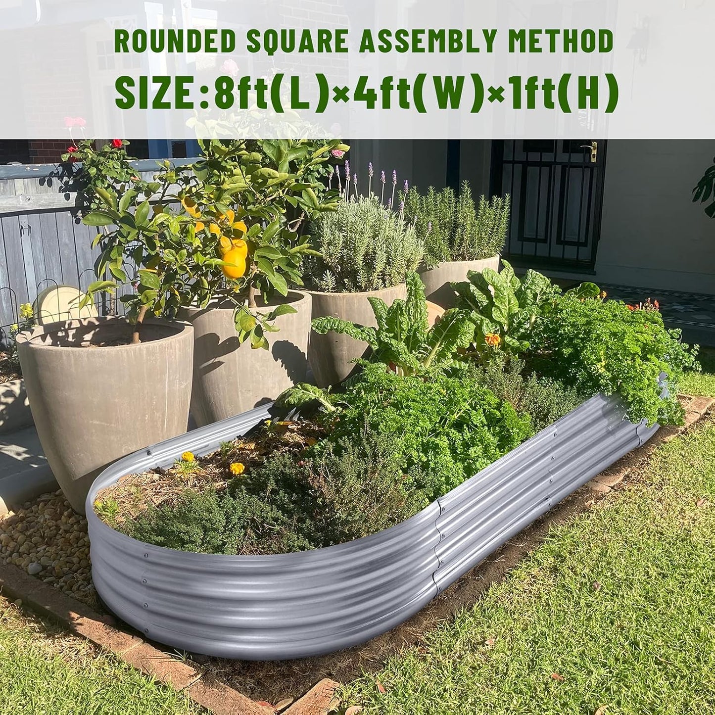 Land Guard 8×4×1 ft Galvanized Raised Garden Bed Kit,Raised Garden Boxes Outdoor, Oval Metal Raised Garden Beds for Vegetables……