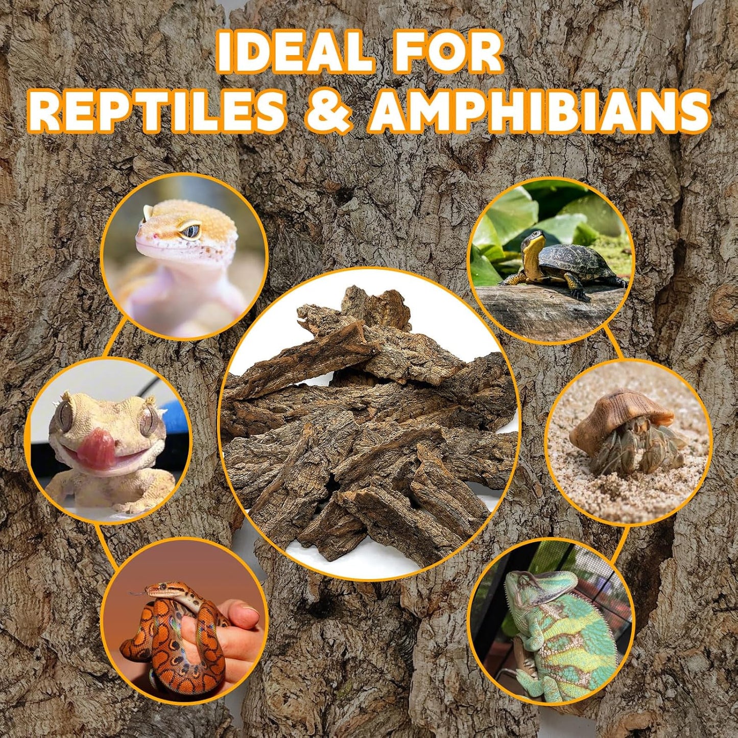 BNOSDM Reptile Terrarium Bark Substrate Bedding Tortoise Natural Cork Bark Reptile Climbing Mat Habitat Decor for Lizard Snake Spiders Hermit Crabs Tarantula Geckos Bearded Dragons (1.4 LB)