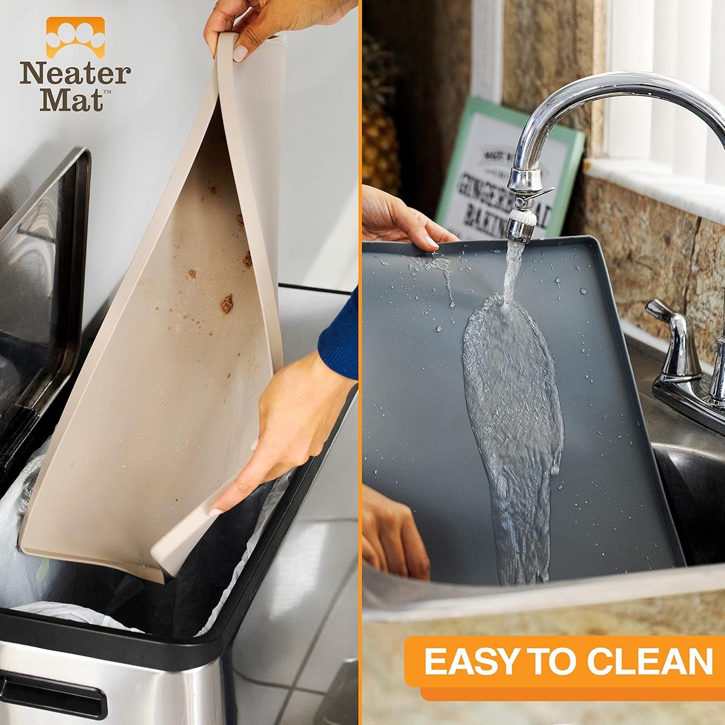 Neater Pet Brands Neater Mat Pet Mats for Food and Water, Cat & Dog Bowl Mat Waterproof Silicone, Feeding Tray, Dog Food Mats for Floors, Placemat w/Raised Edge for Under Bowls, 32" x 24", Aquamarine