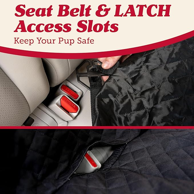 Lusso Gear Dog Car Seat Cover for Back Seat - 100% Waterproof Dog Hammock - Padded Headrest and Mesh Window - Passenger Compatible Rear Car Seat Cover - Fits Trucks, SUVs, Cars