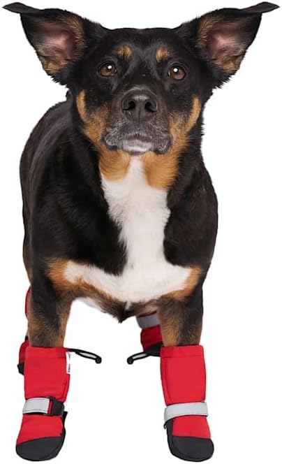 Canada Pooch Dog Winter Boots - Paw Protection, Anti-Slip Dog Shoes with Reflective Strap, Easy On for Small Medium Large Dog Booties - Red, Size 1