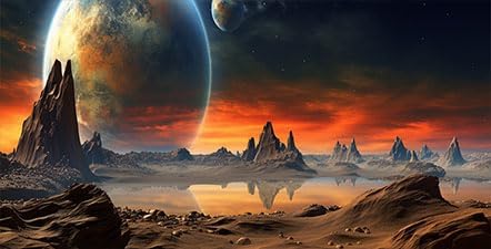 24X16IN Cosmic Aquarium Background, Cool Parallel Space Themed Fish Tank Background, Tropical Desert Terrarium Background with 8 EVA Double-Sided Tape