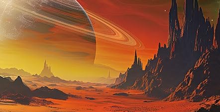 Cosmic Mars Aquarium Background,Galaxy Cool Parallel Space Themed Fish Tank Background, Tropical Desert Terrarium Background 36X18IN with 8 EVA Double-Sided Tape