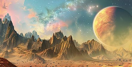 Cosmic Aquarium Background,Cool Galaxy Parallel Space Themed Fish Tank Background, Tropical Desert Terrarium Background 24X12IN with 8 EVA Double-Sided Tape