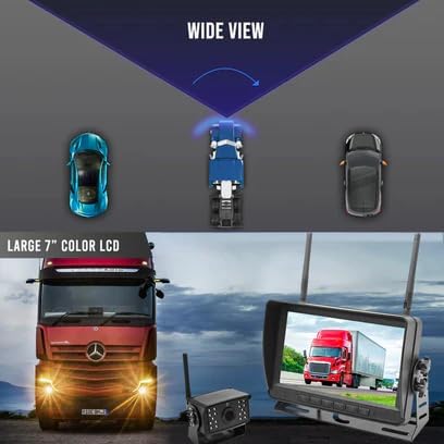FalconEye Electronics 2nd Generation 200-300Ft Wireless Range Backup Camera for Trucks, Fleets. HD, 7inch LCD (3 Cam System)