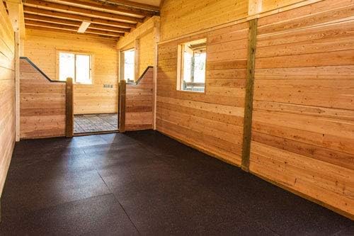 American Floor Tiles - Heavy Duty Stall Tiles - Stable/Horse Tiles - Thick, Durable Rubber Flooring Solid Black 6' x 8' Set 1/2" Thick (12 Tiles Total)