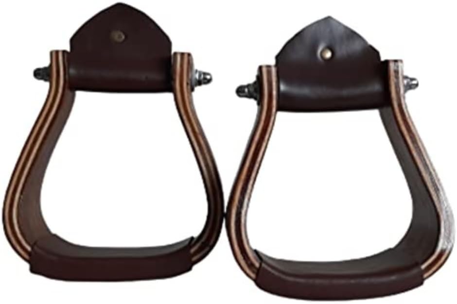 Wooden Wide Western Leather Covered Stirrups, Wooden Bell Saddle Stirrups