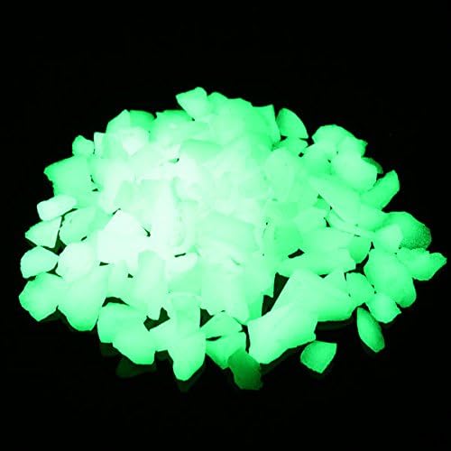 Shiny Stone Glow in The Dark Gravel, Fish Tank Aquarium Gravel Sand, Decorative Gravel Rocks,Aquarium Gravel Stones for Home and Fairy Garden Decoration,305g/0.67lbs (Yellow Green, 8-15mm)