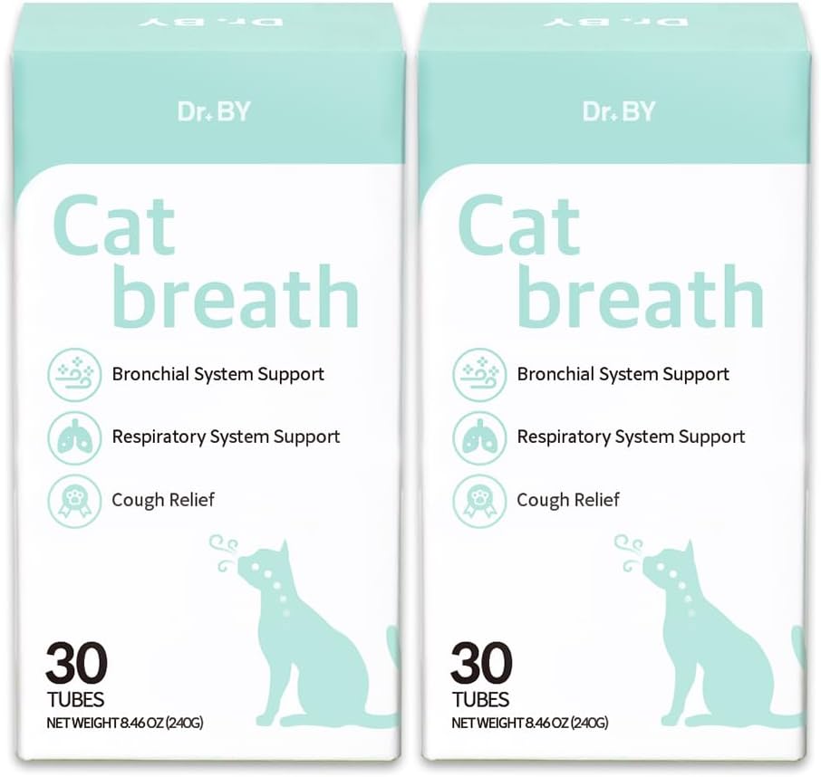 Dr.by Cat Breath Bronchial Supplements Cat Sneezing Treatment Asthma Cold Cough Nose Relief Respiratory&Immune Support with TF-343-30 lickable Formula Individually Packaged, Chicken (2 Packs (17OZ))