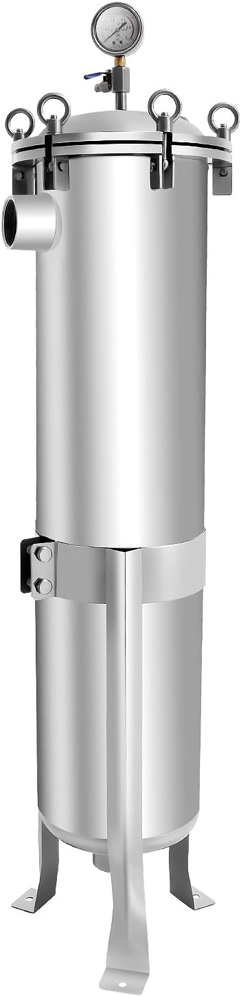 #2 304 Stainless Steel Bag Filter Housing w/Mesh, 2" NPT Inlet/Outlet, 150 PSI High Pressure Bag Water Filter Purification Equipment Industrial Filtration System