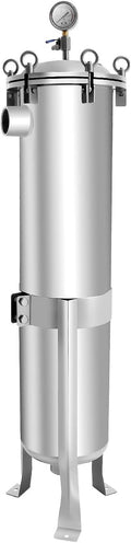 #2 304 Stainless Steel Bag Filter Housing w/Mesh, 2" NPT Inlet/Outlet, 150 PSI High Pressure Bag Water Filter Purification Equipment Industrial Filtration System