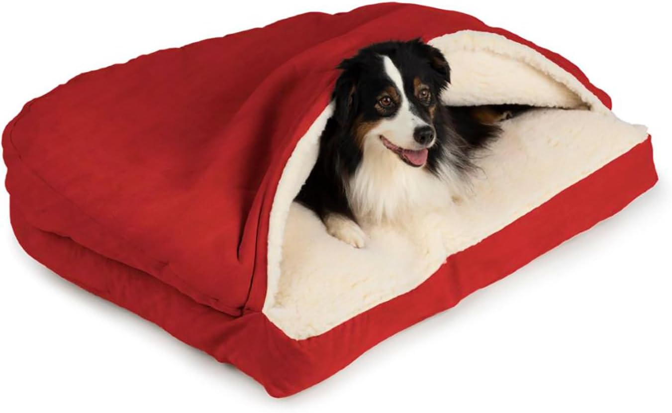 Snoozer Pet Products Rectangle Cozy Cave Dog Bed, Medium, Red
