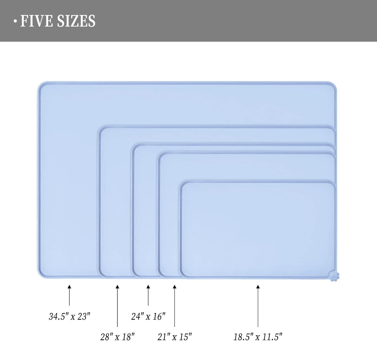 Waterproof Pet Feeding Mat with High Raised Edges, Heavier and Thicker Placemats for Cat Dog Water Bowl with BPA Free, Dogs Cats Food Mats for Messy Drinkers to Prevent Spill and Protect Floors