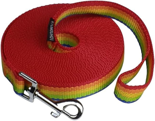 Dog/Puppy Obedience Recall Training Agility Lead - 15ft 20ft 30ft 40ft 50ft Training Leash - Great for Play, Camping, or Backyard (Rainbow, 20 Feet)