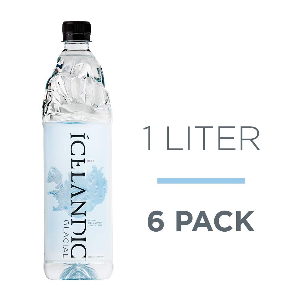 Icelandic Glacial Natural Spring Alkaline Water Liter Count, 1 Litre, 202.8 Fl Oz, (Pack of 6)