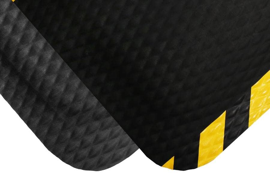 American Floor Mats Hog Heaven 5/8 inch Black & Yellow Border 3' x 10' Nitrile Backed Anti-Fatigue Comfort Mat