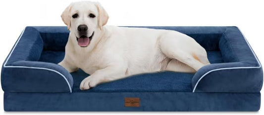 Comfort Expression PV Washable Jumbo Dog Bed for Extra Large Dogs, Waterproof Orthopedic Dog Beds, Jumbo Breed Pet Sofa Couch with Removable Cover & Non-Slip Bottom(Navy Blue)