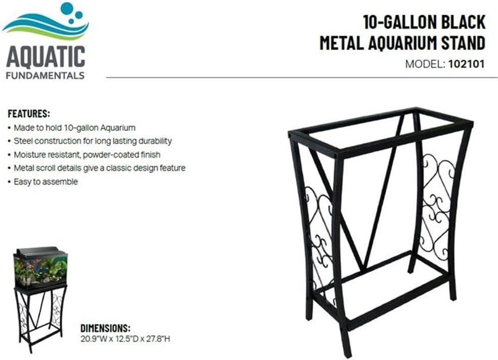 MAKLAINE Traditional Steel 10 Gallon Metal Aquarium Stand in Black