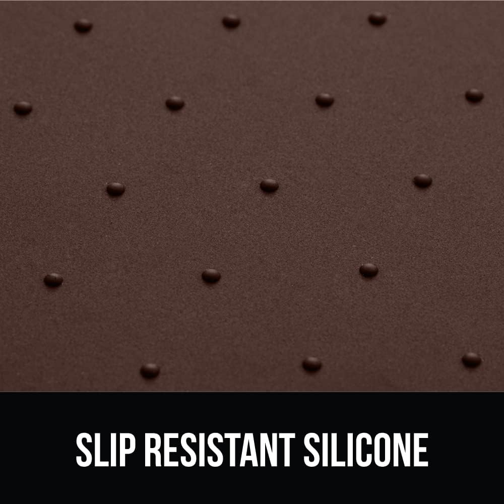 GORILLA GRIP 100% Waterproof Raised Edge BPA Free Silicone Pet Feeding Mat, Dog Cat Food Mats Contain Spills Protects Floors, Placemats for Cats and Dogs Water Bowl, Pets Accessories 18.5x11.5 Brown