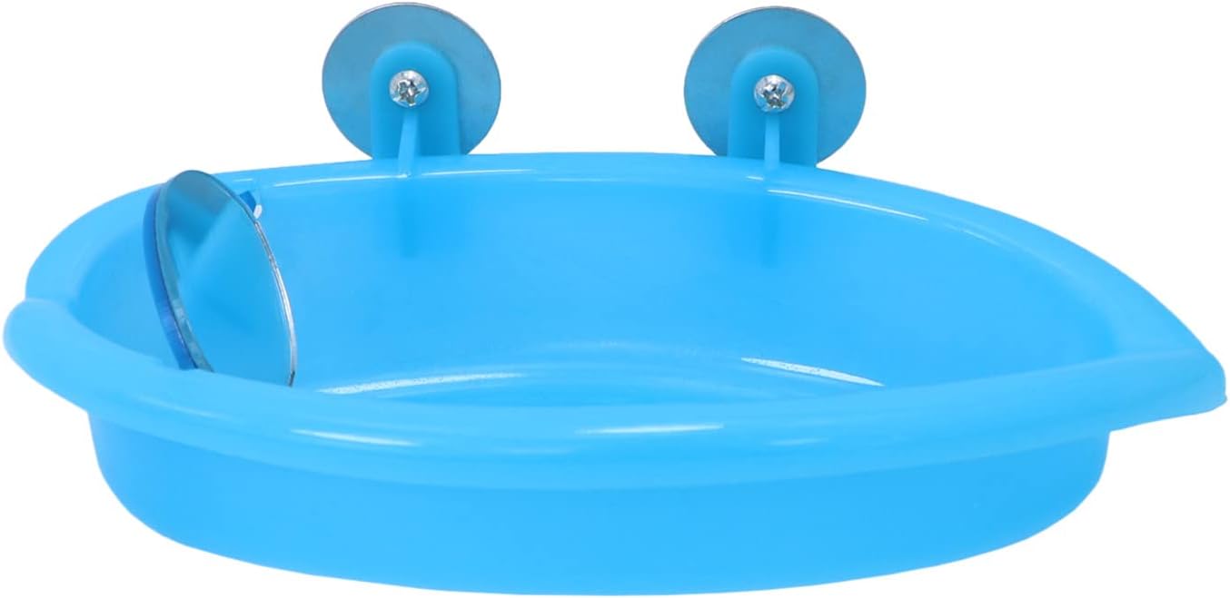 Wontee Bird Bath Box with Mirror Portable Parrot Hanging Bathroom Bathing Tub for Small Birds Cleaning Supplies