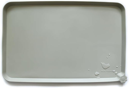 Hoki Found L Silicone Non Slip Pet Dog Cat Bowl Mats - Placemat - Feeding Mat - Waterproof - For Carpet - Cream Green