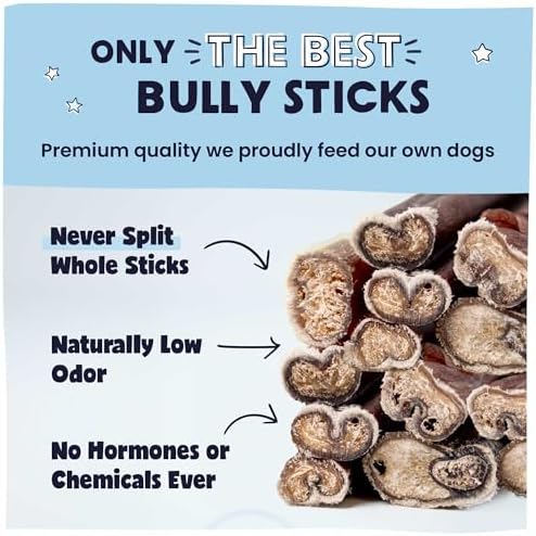 Pawstruck Premium 5-8" Bully Sticks for Dogs, 1 lb Bag - 100% Digestible, Natural Beef, Low Odor, Long-Lasting Chew for Medium & Large Dogs - Single Ingredient, Rawhide-Free Treat