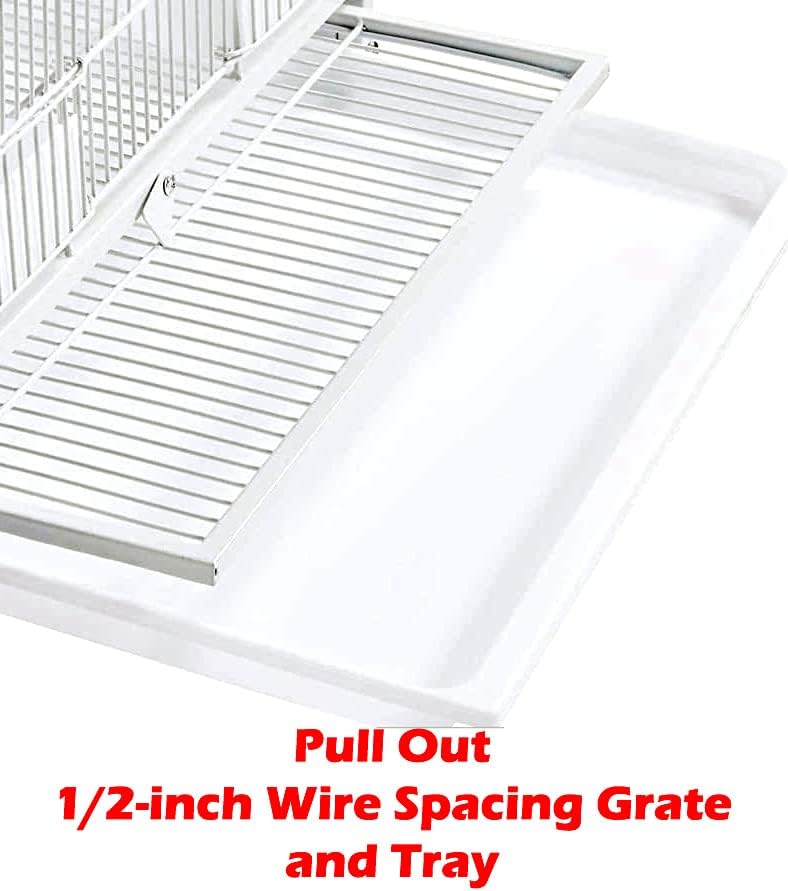 Combo Breeding Stacker Center Divided Breeder Bird Flight Double Rolling Cage with Side Breeding Nest Door (White, Double Stack)