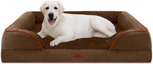 Comfort Expression Orthopedic Jumbo Dog Bed for Extra Large Dogs, Large Breed Waterproof Dog Bed, PV Washable Dogs Sofa Beds with Removable Cover & Non-Slip Bottom(Jumbo,Chocolate Brown)