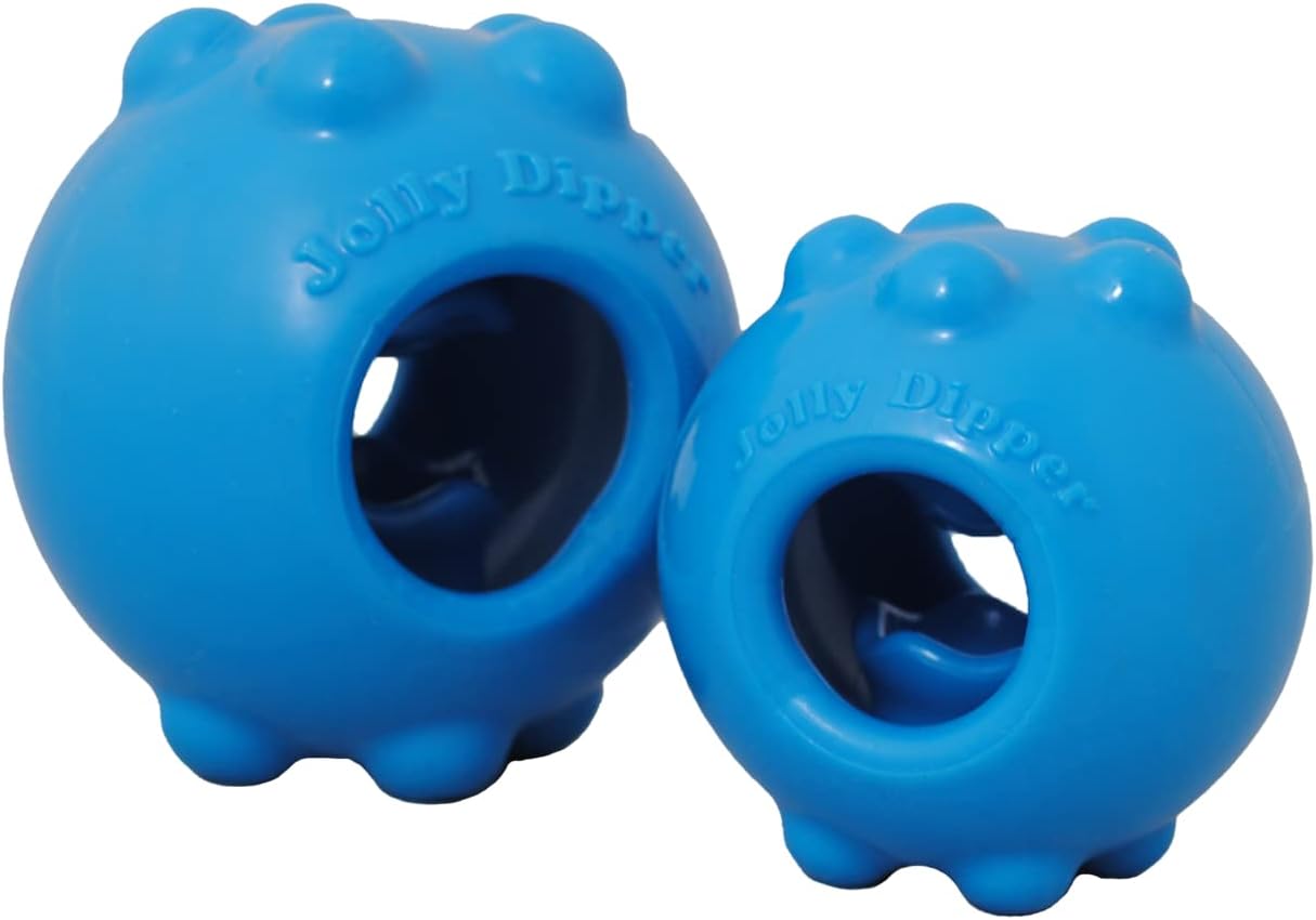 Jolly Pets Jolly Dipper Treat Dispensing Dog Toy; 3'' Small/Medium Dogs, Blue (Pack of 2)