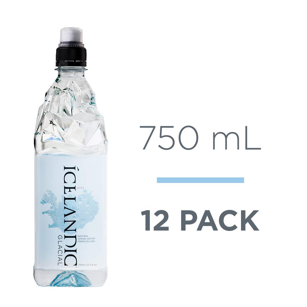 Icelandic Glacial Natural Spring Alkaline Water, 750 ml / 25.3 Fl Oz (Pack of 12)